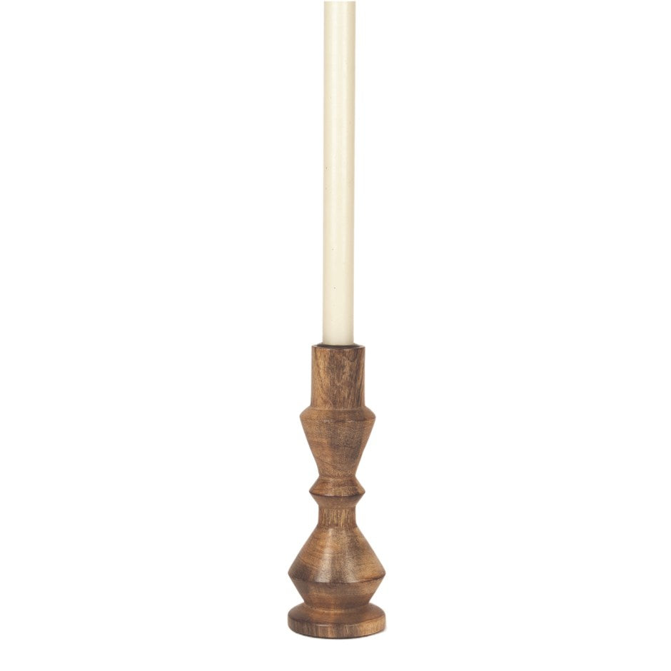 candle holder-wood geo
